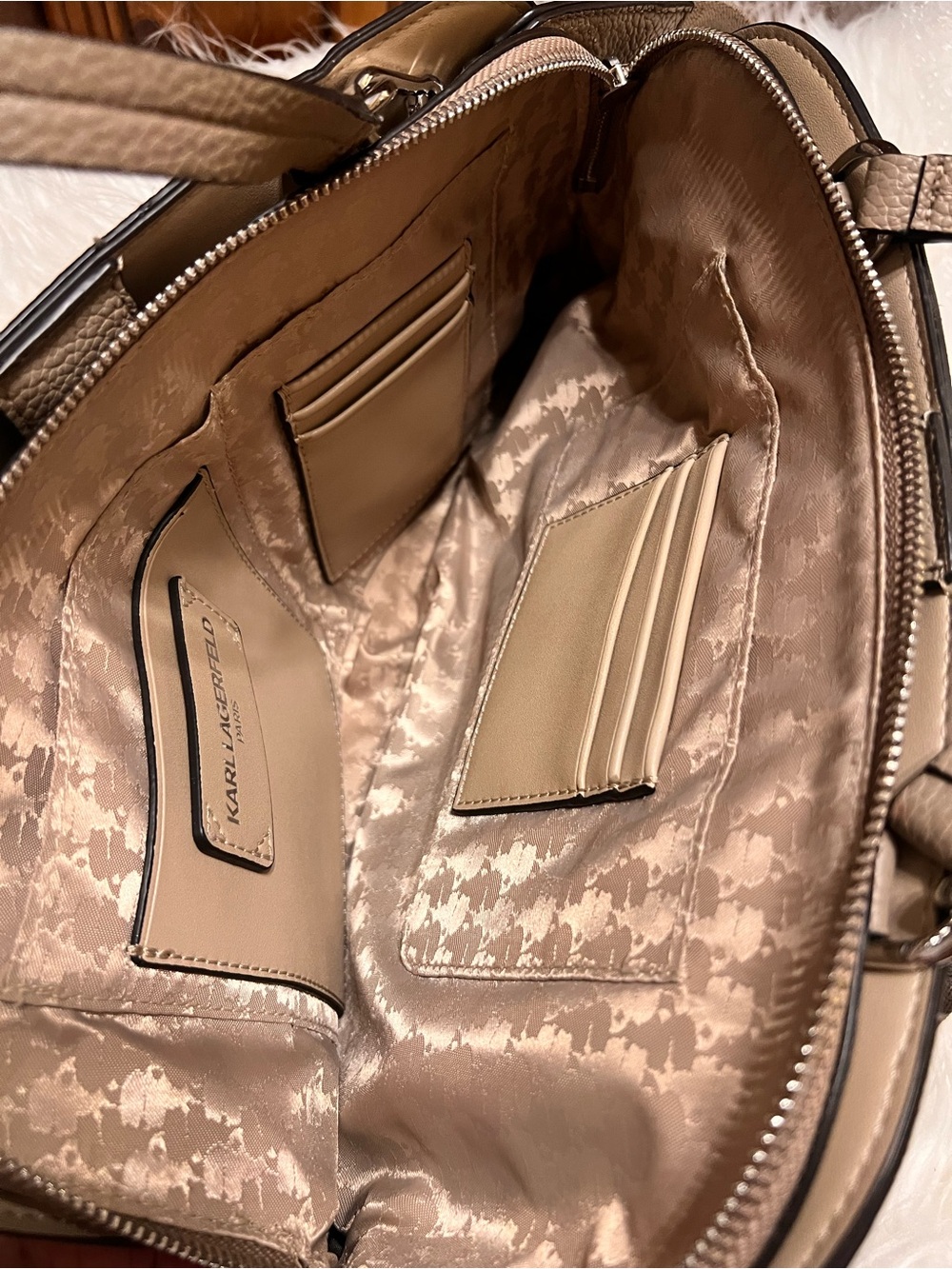 Karl Lagerfeld taupe satchel with playful decals - Picture 12 of 15